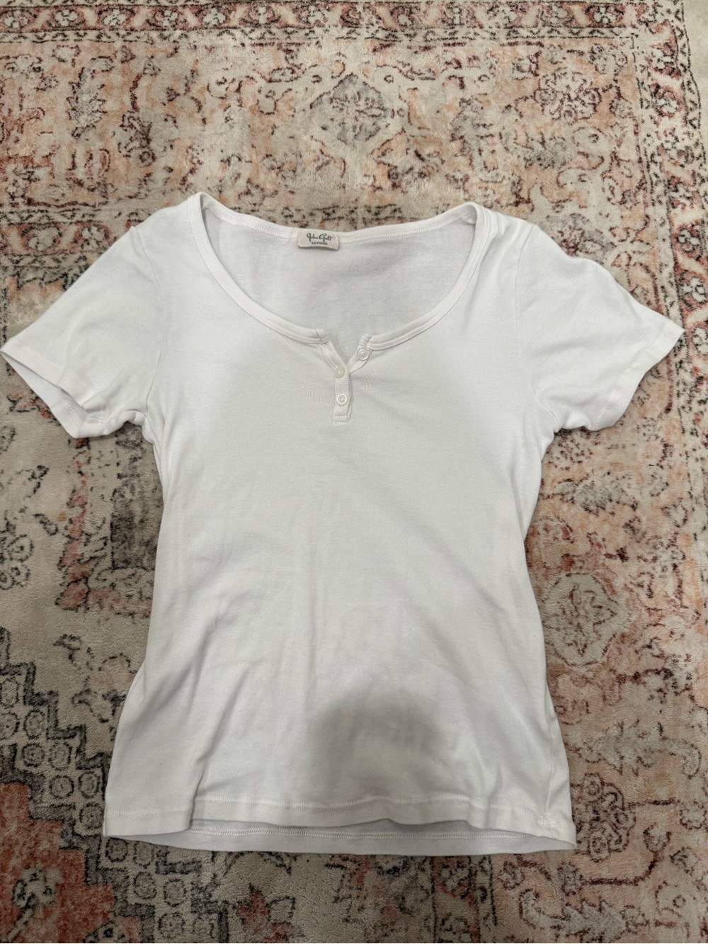 Brandy Melville White Short-Sleeve Henley Tee
